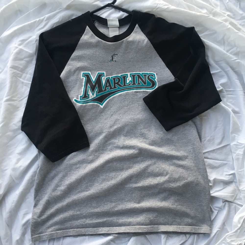 Florida Marlins Vintage Logo 3/4 Length Tee